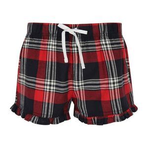SF Womens/Ladies Tartan Frill Shorts / Red/Navy